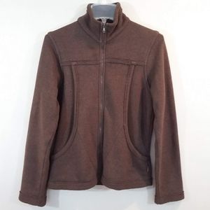 Prana M Brown Long Sleeve Zip Up Knit Jacket